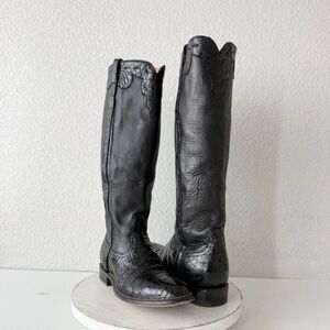 Rod Patrick Womens Cowboy Boots Black Caiman Leather Size Left 9.5B Right 10B